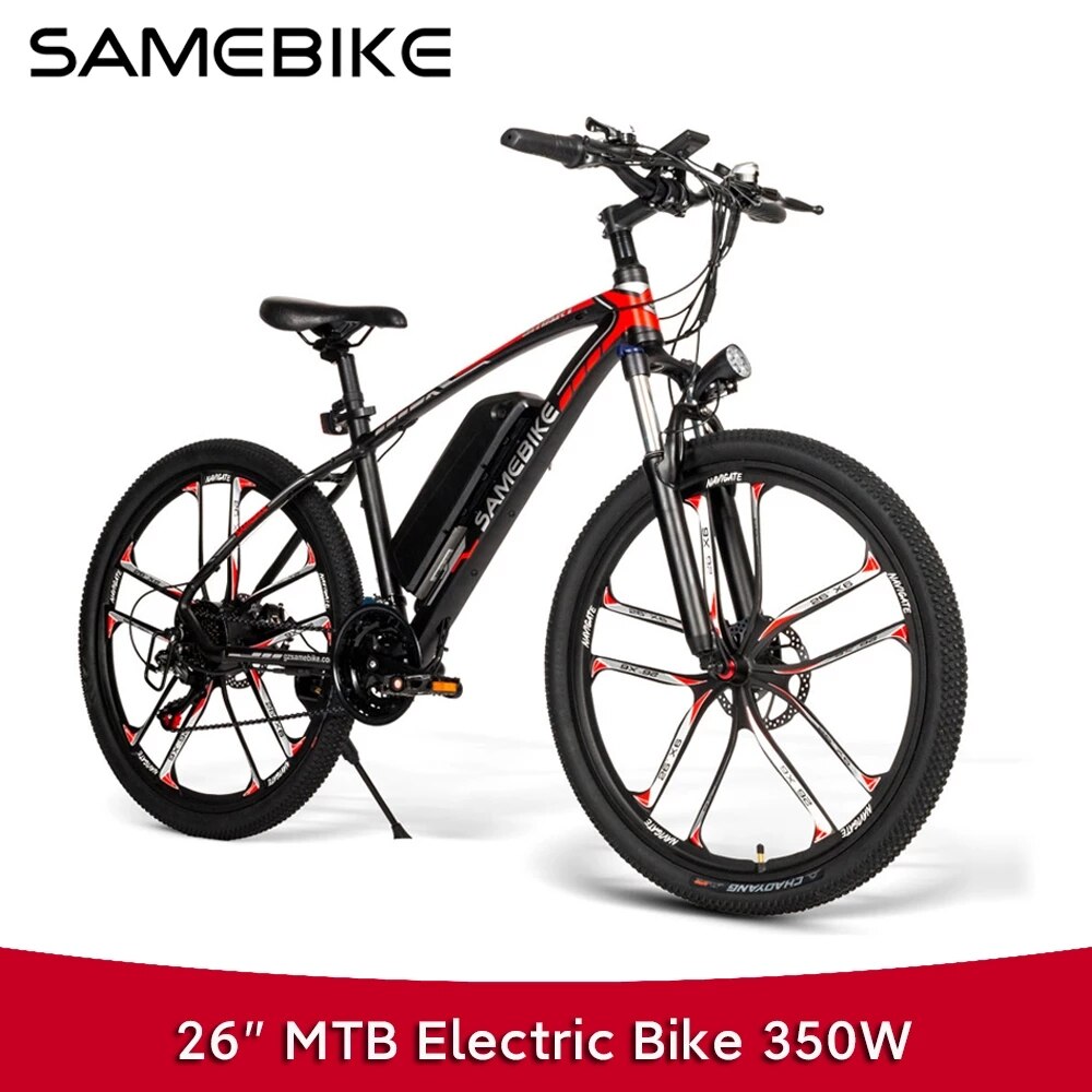 SAMEBIKE-26 인치 전기 자전거 350W 산악 자전거 48V 8AH 탈착식 배터리 알루미늄 합금 프레임, 유럽 재고 있음